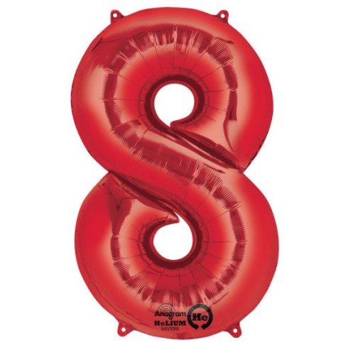 Number Red giant number foil balloon 8, 86*53 cm