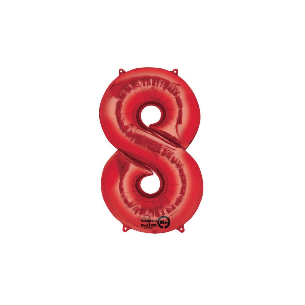 Number Red giant number foil balloon 8, 86*53 cm