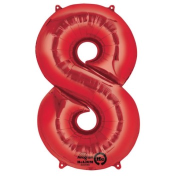 Number Red giant number foil balloon 8, 86*53 cm