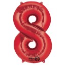 Number Red giant number foil balloon 8, 86*53 cm