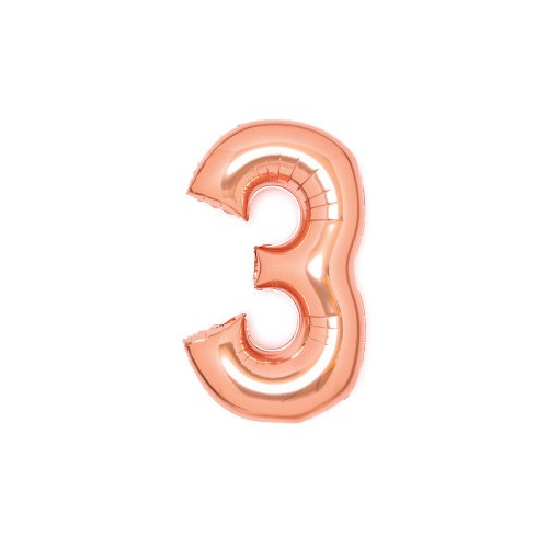 Number Rose Gold Number 3 Foil Balloon 66 cm