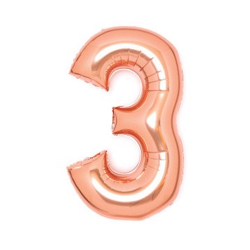 Number Rose Gold Number 3 Foil Balloon 66 cm