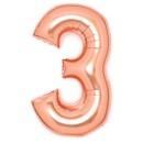 Number Rose Gold Number 3 Foil Balloon 66 cm