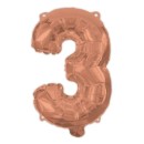 Number Rose Gold Number 3 Foil Balloon 95 cm