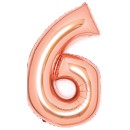 Number Rose Gold Number 6 Foil Balloon 66 cm