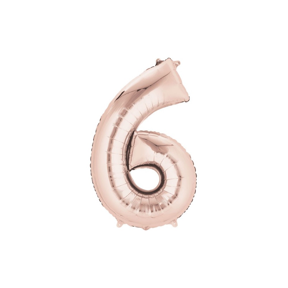 Number Rose Gold giant number foil balloon 6, 86*55 cm