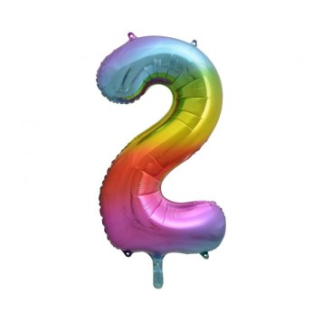 Number Rainbow Rainbow Number 2 Foil Balloon 85 cm