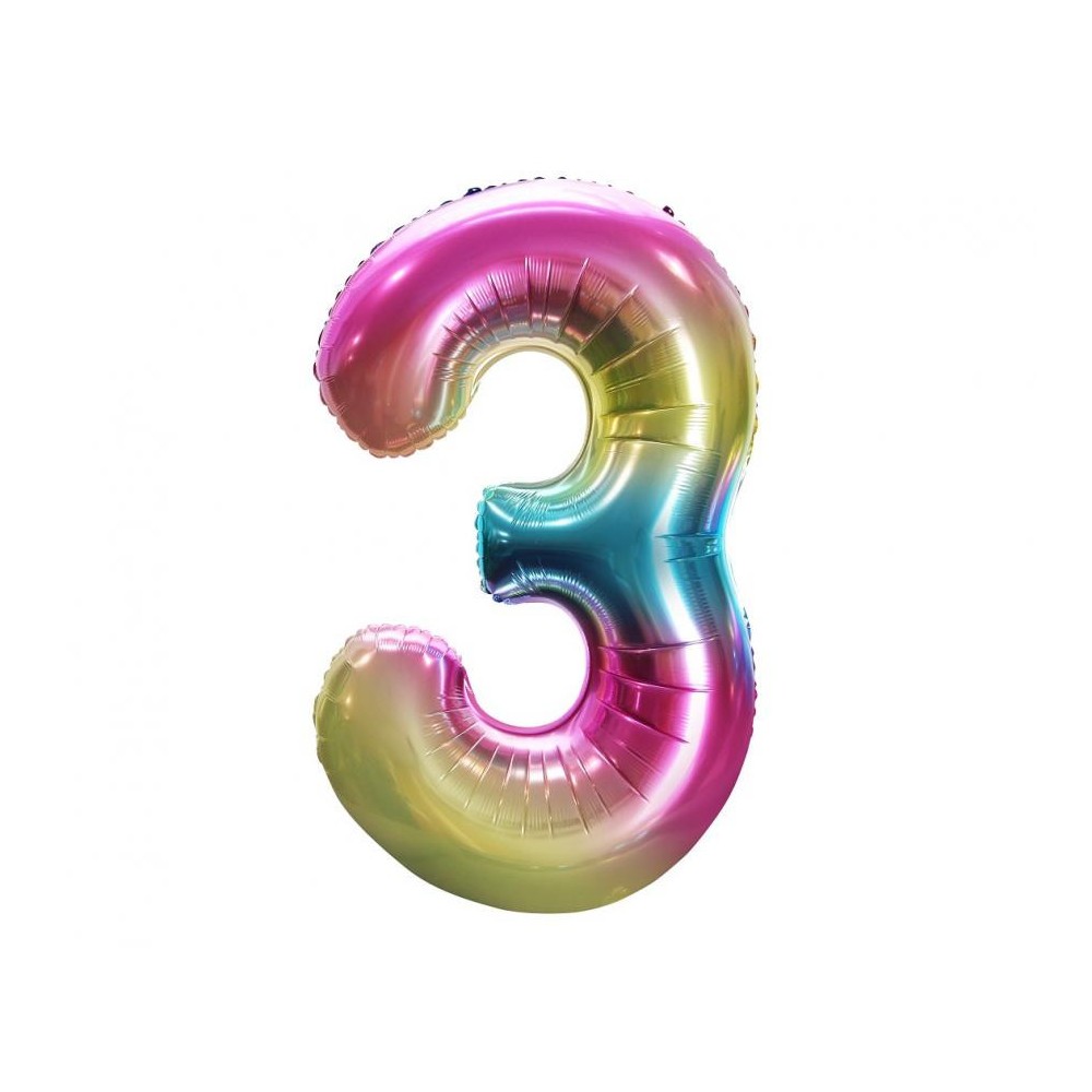 Number Rainbow Rainbow Number 3 Foil Balloon 85 cm