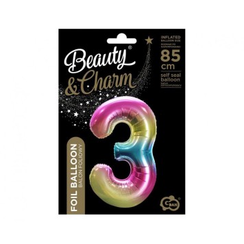 Number Rainbow Rainbow Number 3 Foil Balloon 85 cm