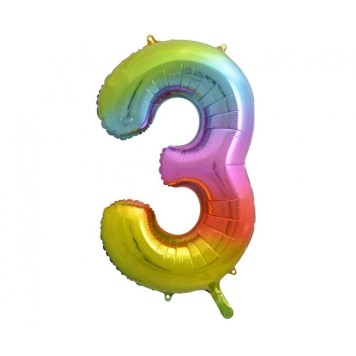 Number Rainbow Rainbow Number 3 Foil Balloon 85 cm