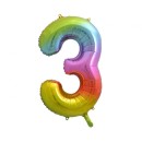 Number Rainbow Rainbow Number 3 Foil Balloon 85 cm