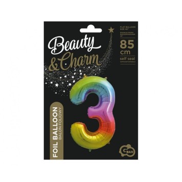 Number Rainbow Rainbow Number 3 Foil Balloon 85 cm