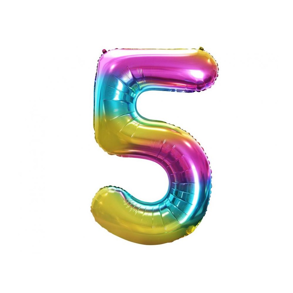 Number Rainbow Rainbow Number 5 Foil Balloon 85 cm