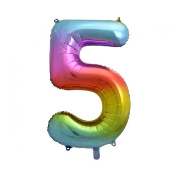 Number Rainbow Rainbow Number 5 Foil Balloon 85 cm