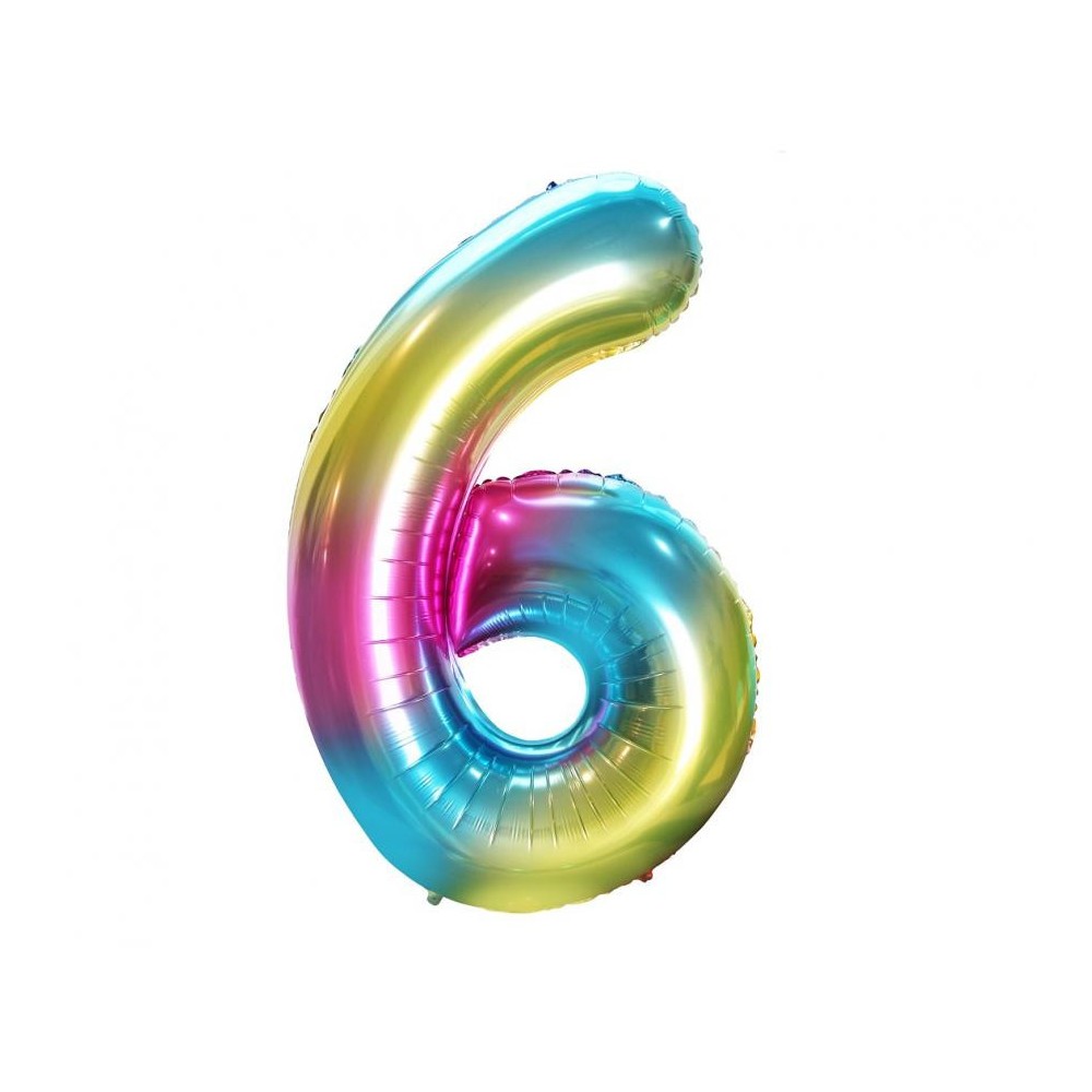 Number Rainbow Rainbow Number 6 Foil Balloon 85 cm