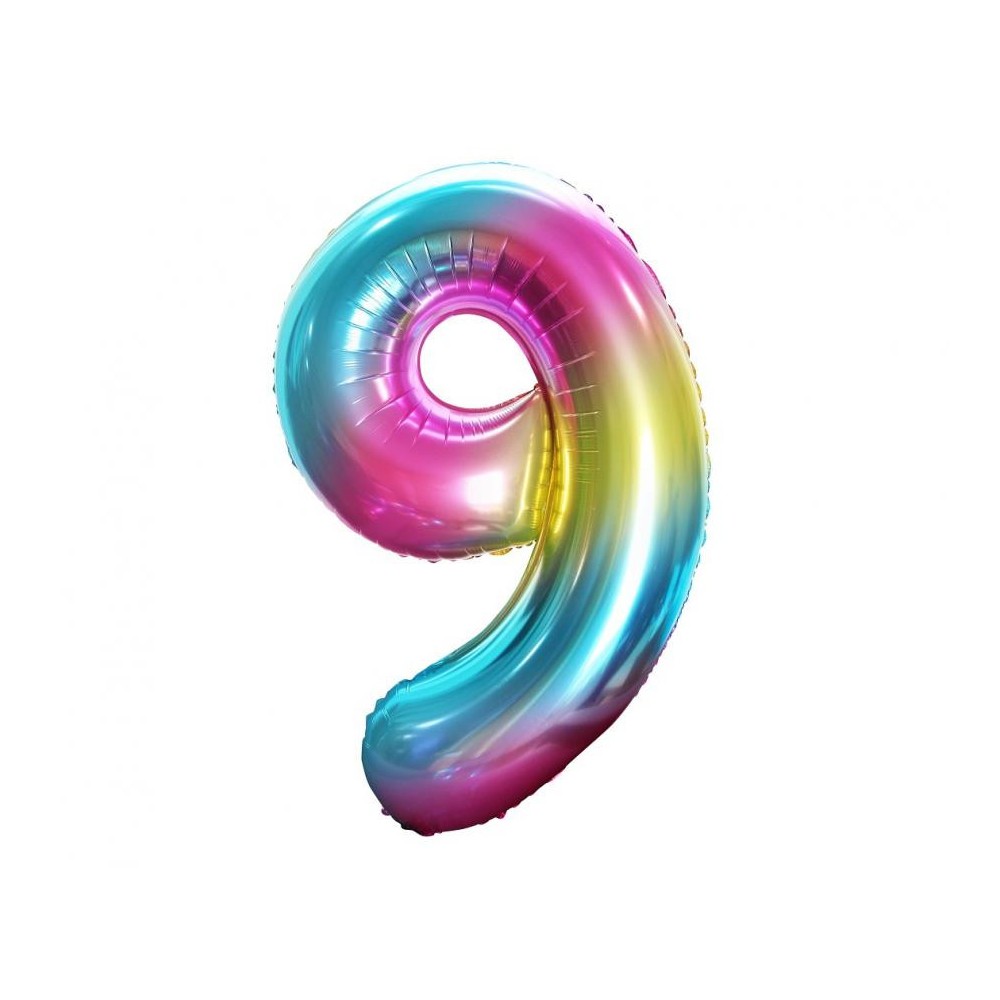 Number Rainbow Rainbow number 9 foil balloon 85 cm