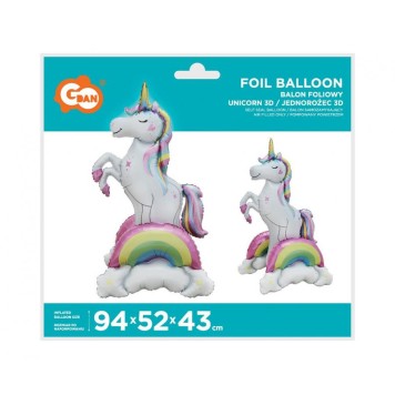 Unicorn Rainbow 3D Foil Balloon 94 cm