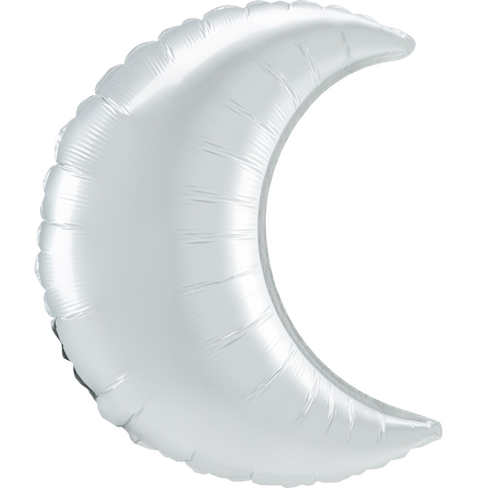 Satin White Crescent moon foil balloon 89 cm