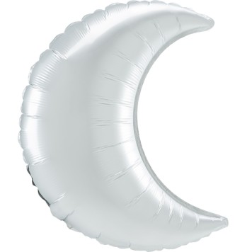 Satin White Crescent moon foil balloon 89 cm