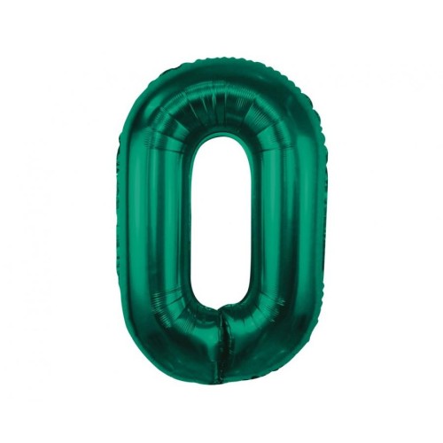 Number B&C Bottle Green Green number 0 foil balloon 85 cm