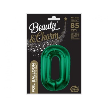 Number B&C Bottle Green Green number 0 foil balloon 85 cm