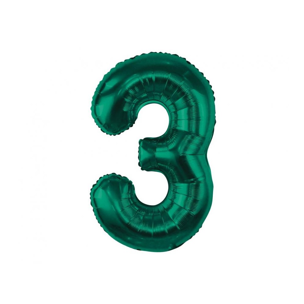 Number B&C Bottle Green Green Number 3 Foil Balloon 85 cm