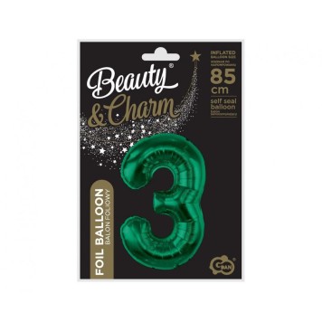 Number B&C Bottle Green Green Number 3 Foil Balloon 85 cm