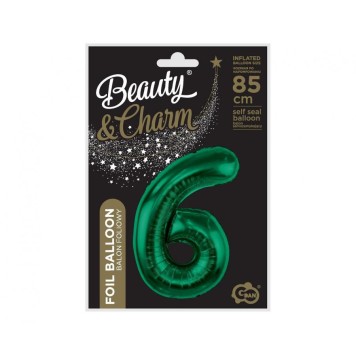 Number B&C Bottle Green Green number 6 foil balloon 85 cm