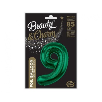 Number B&C Bottle Green Green number 9 foil balloon 85 cm