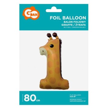 Number Giraffe Giraffe Number 1 Foil Balloon 80 cm
