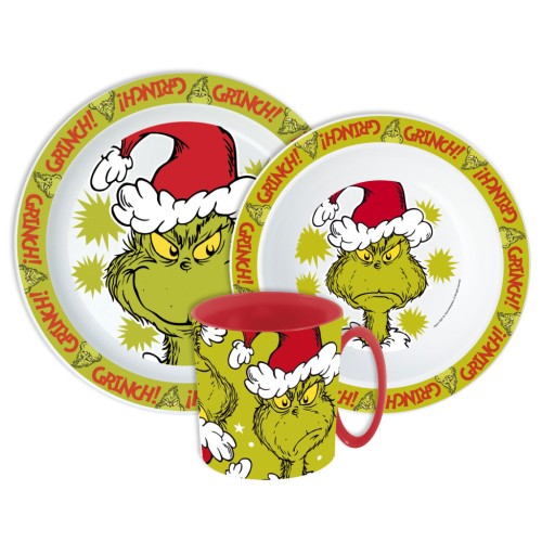 The Grinch Christmas Mischief tableware set, micro plastic set with mug 390 ml