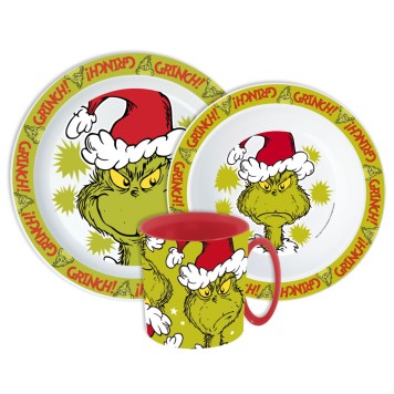 The Grinch Christmas Mischief tableware set, micro plastic set with mug 390 ml