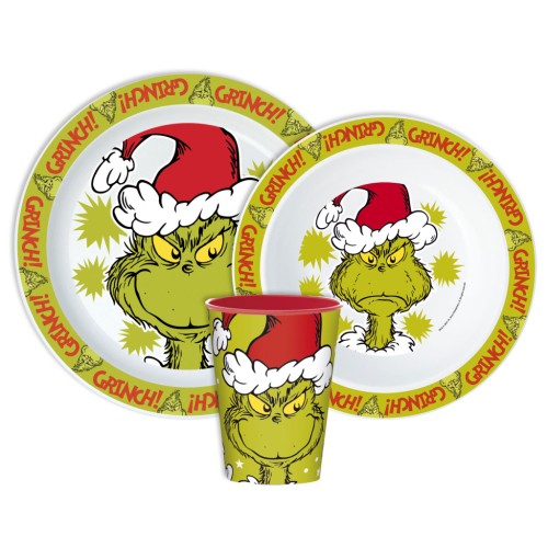 The Grinch Christmas Mischief dinner set, micro plastic set, with cup 260 ml