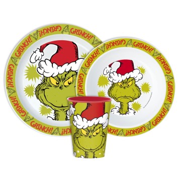 The Grinch Christmas Mischief dinner set, micro plastic set, with cup 260 ml