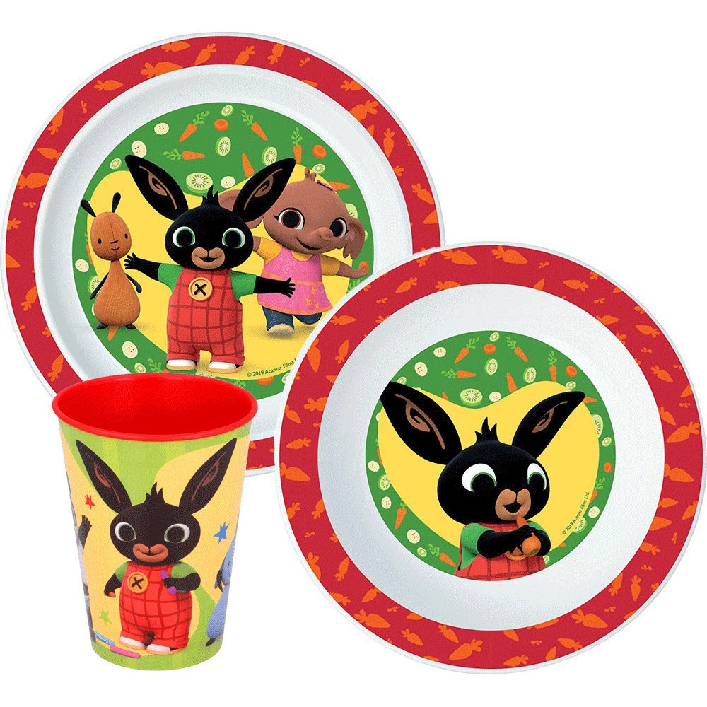 Bing Happy Bunny dinner set, micro plastic set, with cup 260 ml