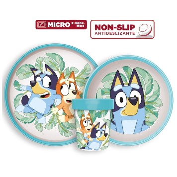 Bluey Tropical non-slip dinner set, micro plastic set