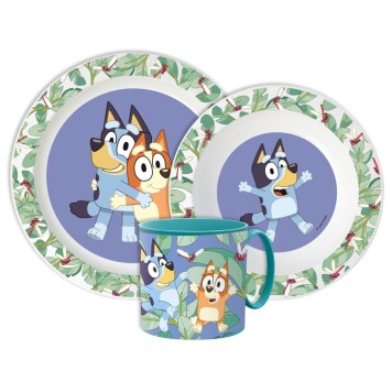 Bluey Tropical dinner set, micro plastic set with 265 ml mug