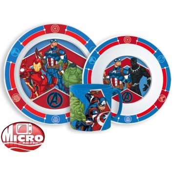 Avengers Army dinner set, micro plastic set with mug 265 ml
