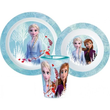Disney Frozen dinner set, micro plastic set, with cup 260 ml
