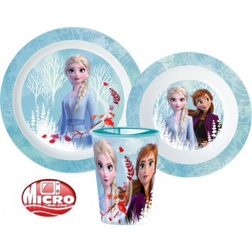 Disney Frozen dinner set, micro plastic set, with cup 260 ml