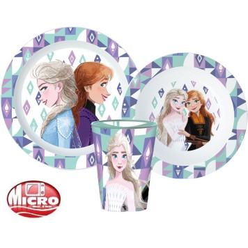 Disney Frozen Ice Magic dinner set, micro plastic set with 260 ml glass
