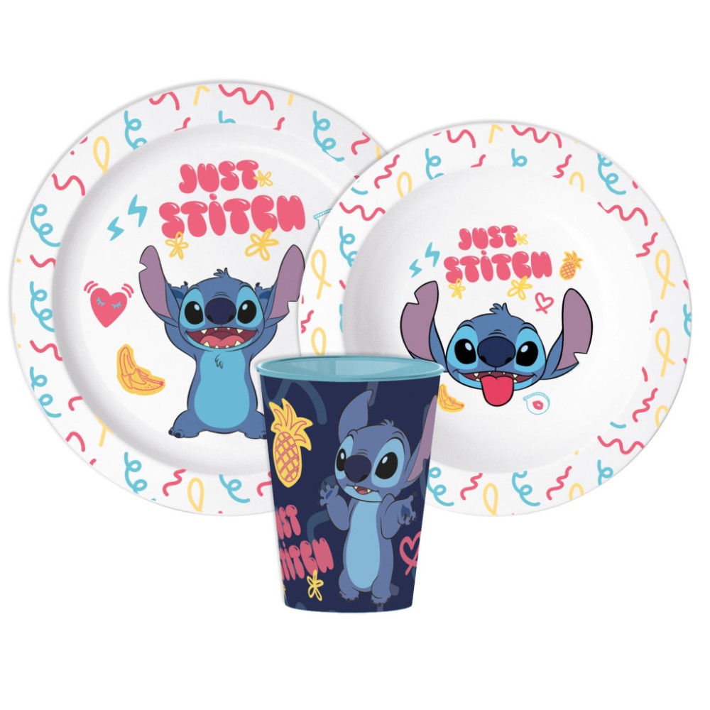 Disney Lilo and Stitch Just tableware, micro plastic set with cup 260 ml