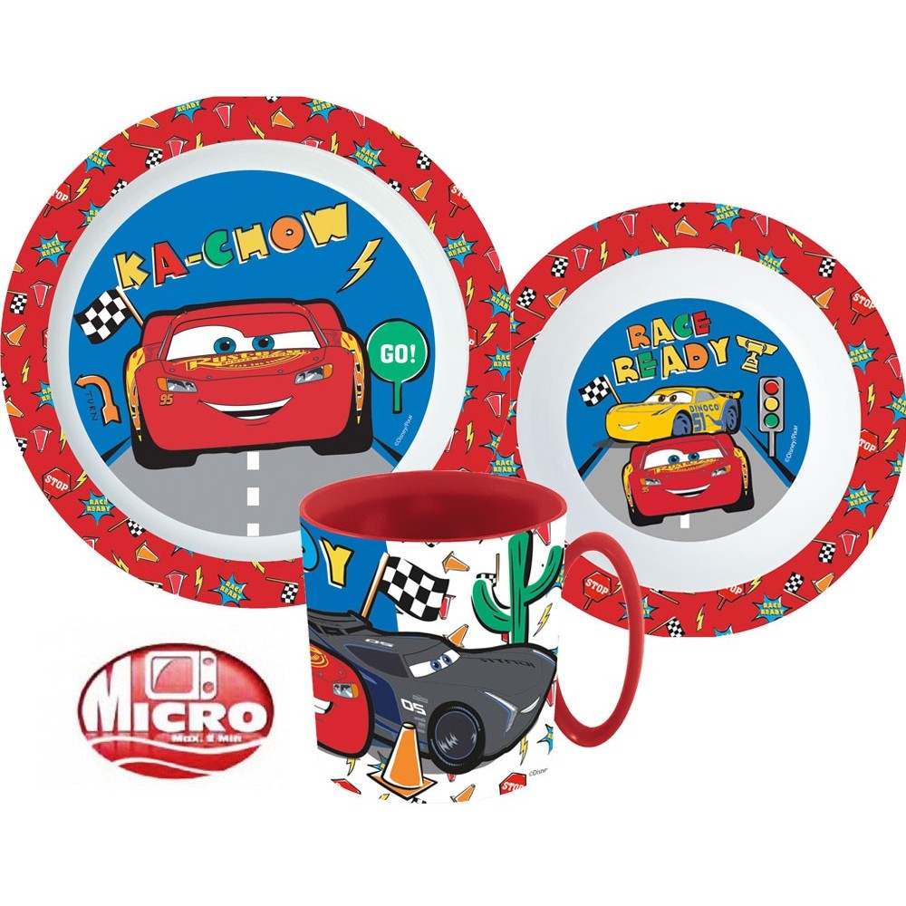 Disney Cars dinner set, micro plastic set with mug 350 ml