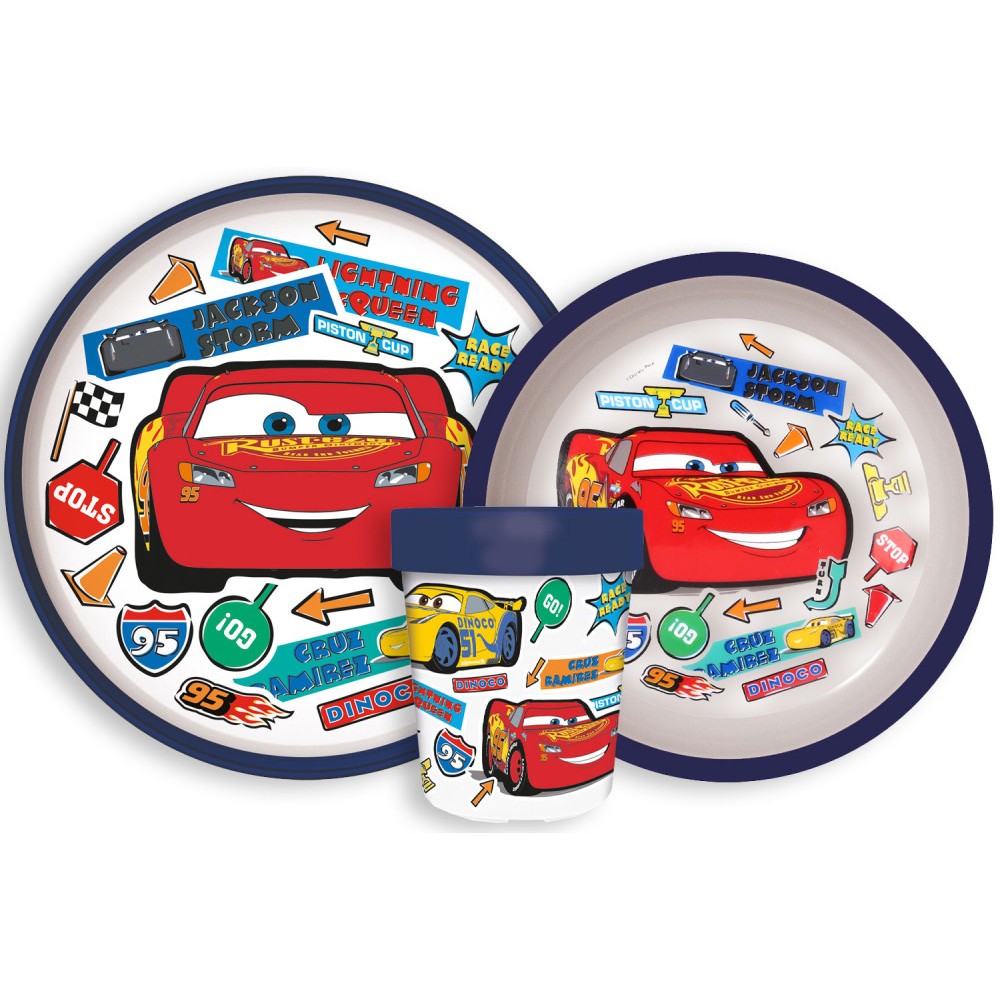 Disney Cars Stickers non-slip dinner set, micro plastic set