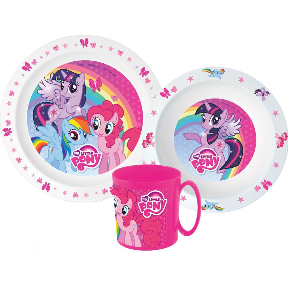 My Little Pony dinner set, micro plastic set with mug 350 ml