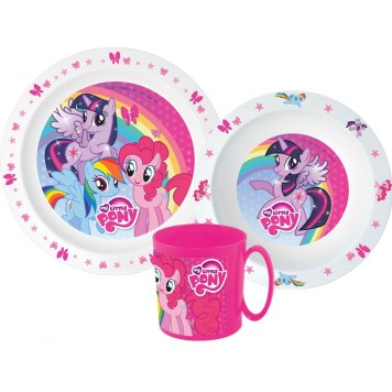 My Little Pony dinner set, micro plastic set with mug 350 ml