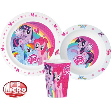 My Little Pony dinner set, micro plastic set, cup 260 ml
