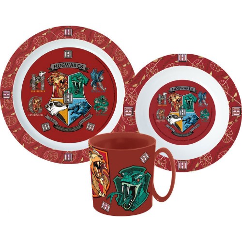 Harry Potter dinner set, micro plastic set with mug 350 ml