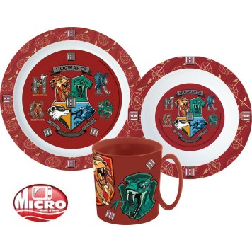 Harry Potter dinner set, micro plastic set with mug 350 ml
