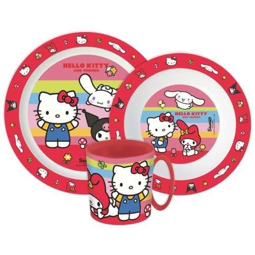 Hello Kitty And Friends dinner set, micro plastic set with mug 390 ml